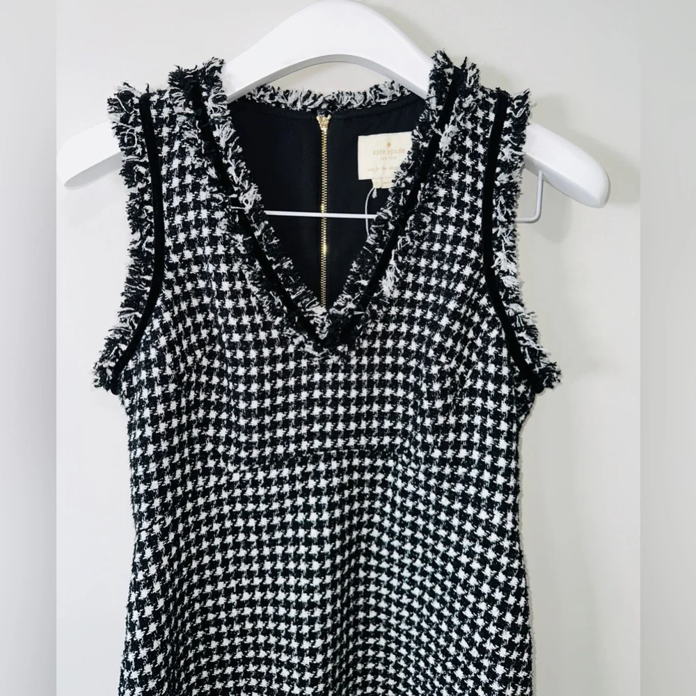 KATE SPADE NEW YORK Metallic Houndstooth Tweed Hourglass Dress Size 6 NWOT